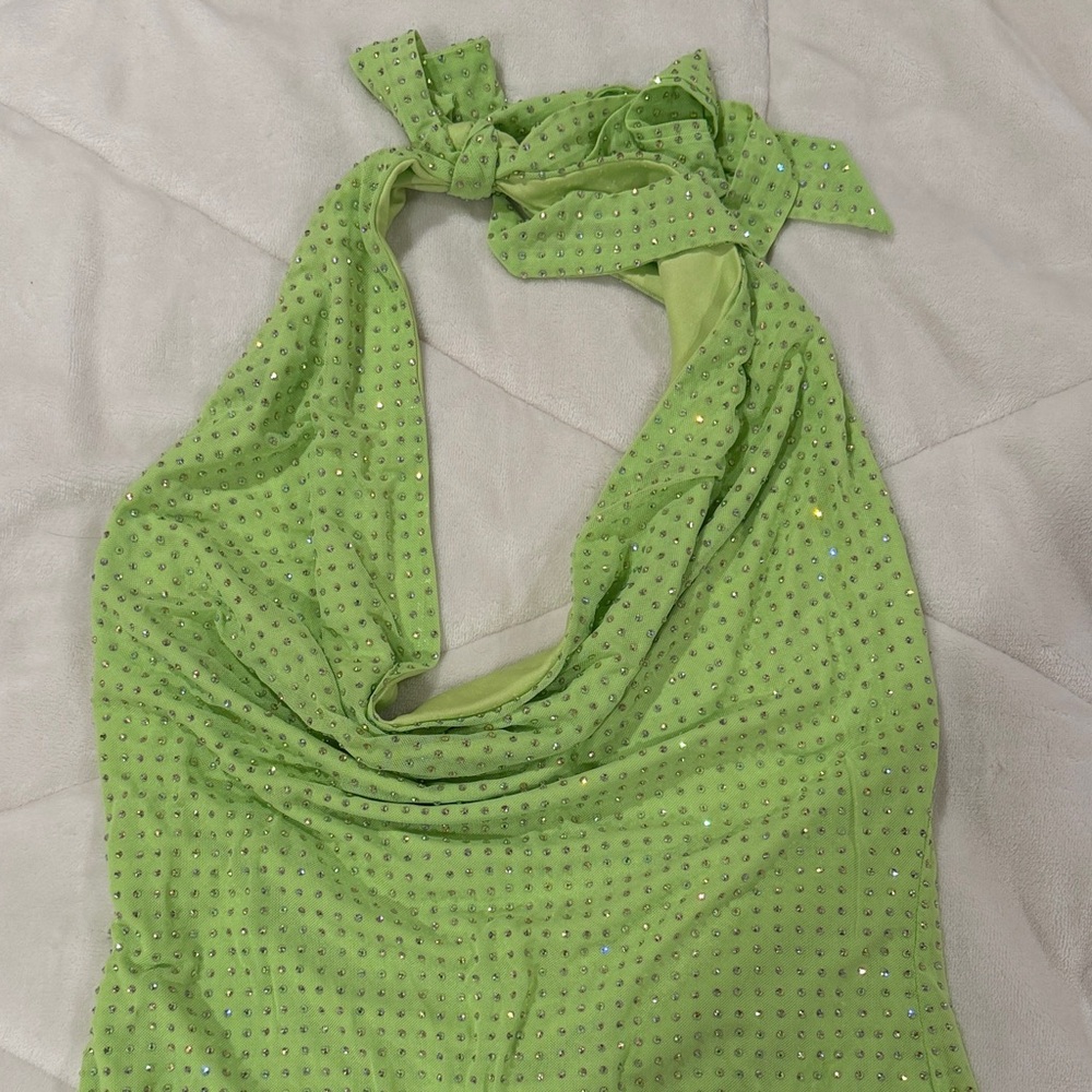 White Fox Boutique Neon Green Halter Dress - Picture 4 of 4